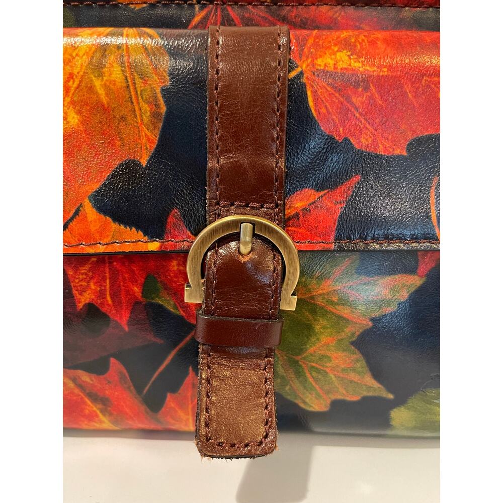 Patricia Nash Maple Leaf Pattern Leather Handbag Rare - Picture 6 of 15